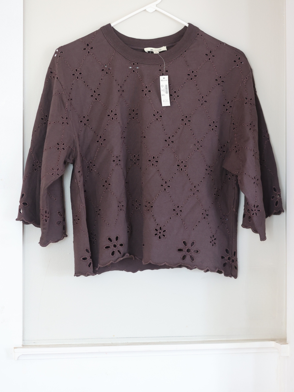Madewell Brown Eyelet Crochet Top